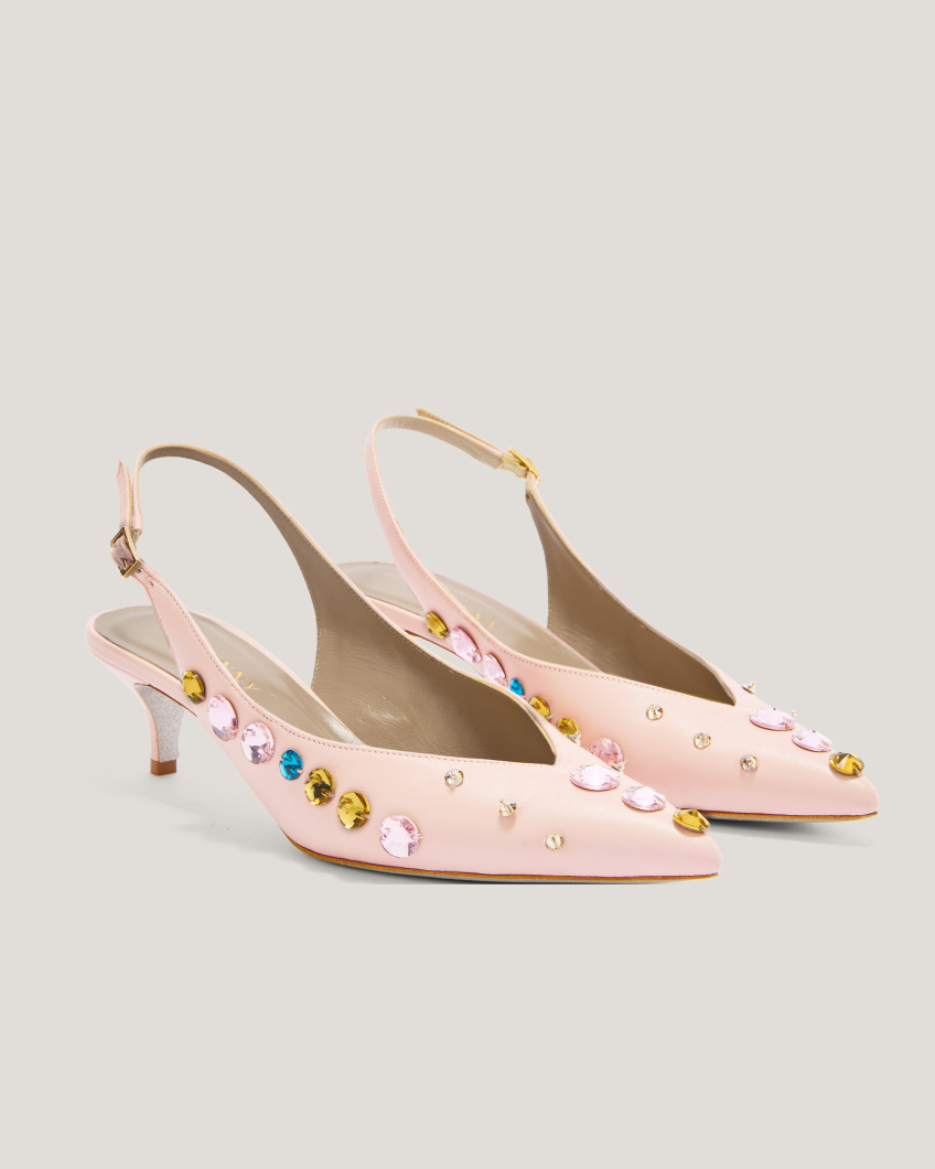 SHOES 78AS-DECOLLETE' SLINGBACK STRASS NAPPA GLOVE