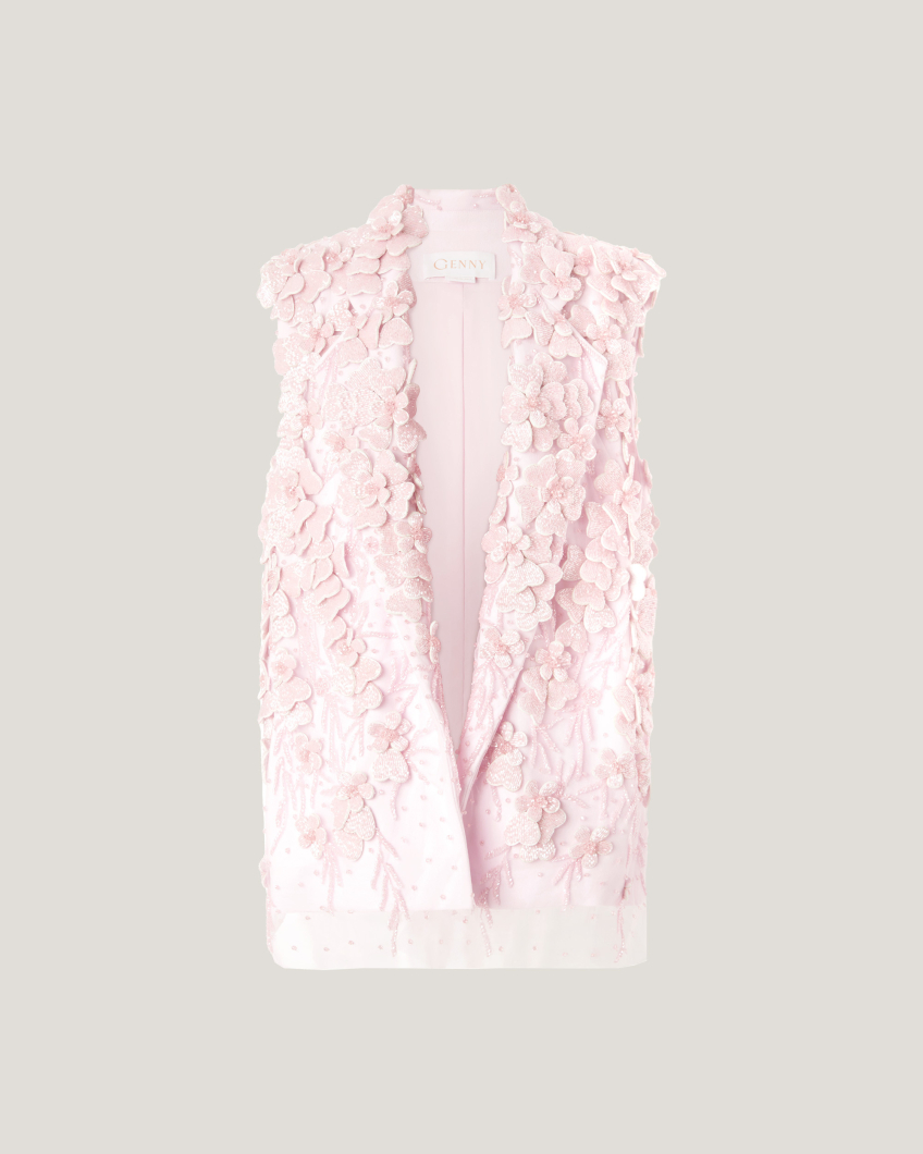 GILET 78AS 5097 CORT LUXORY FLOWERS  CREPE RECYCLED