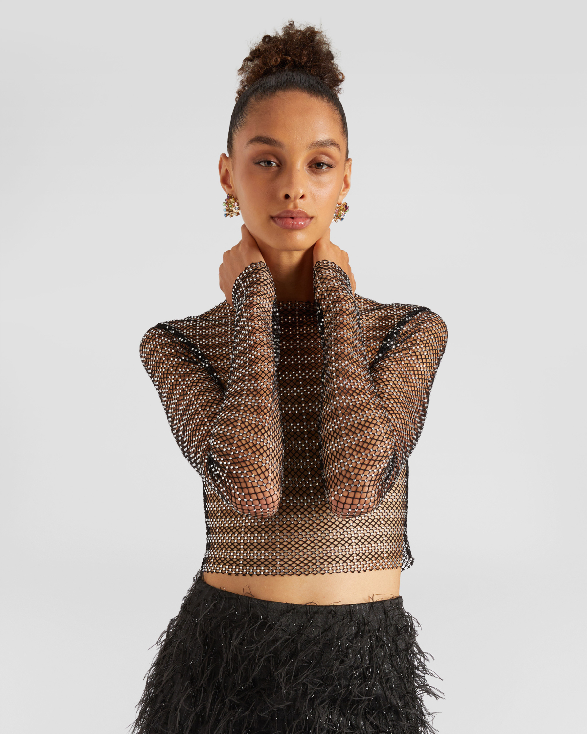 Striped mesh rhinestone top | Valentine's Gifts, Strass, Tops & Blouses, Evening Essential, Ready to Wear, New Arrivals | Genny