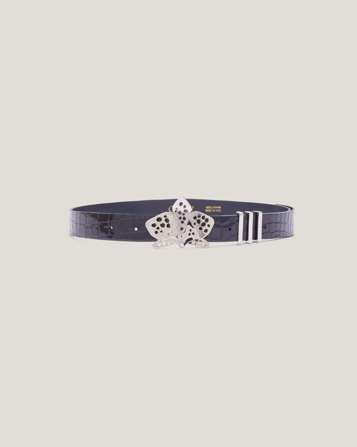 Glossy leather jewel orchid belt | Belts, Fall Winter 2025, Accessories | Genny