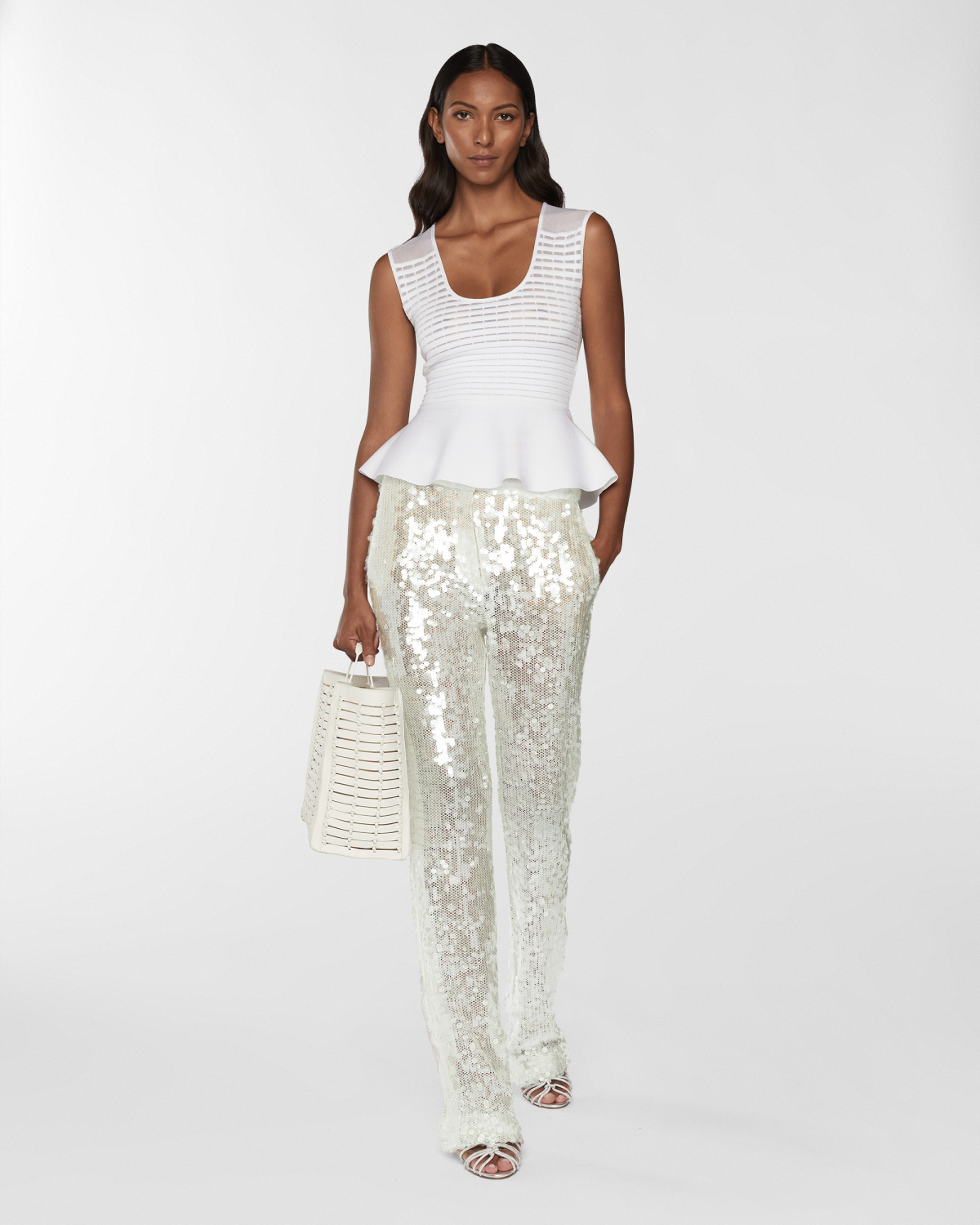 Sequin tailored pants | Resort 2025 Collection, Skirts & Trousers, Trousers, Spring Summer 2025, Embroideries and sequins, Ready to Wear, New Arrivals, Private sale | Genny