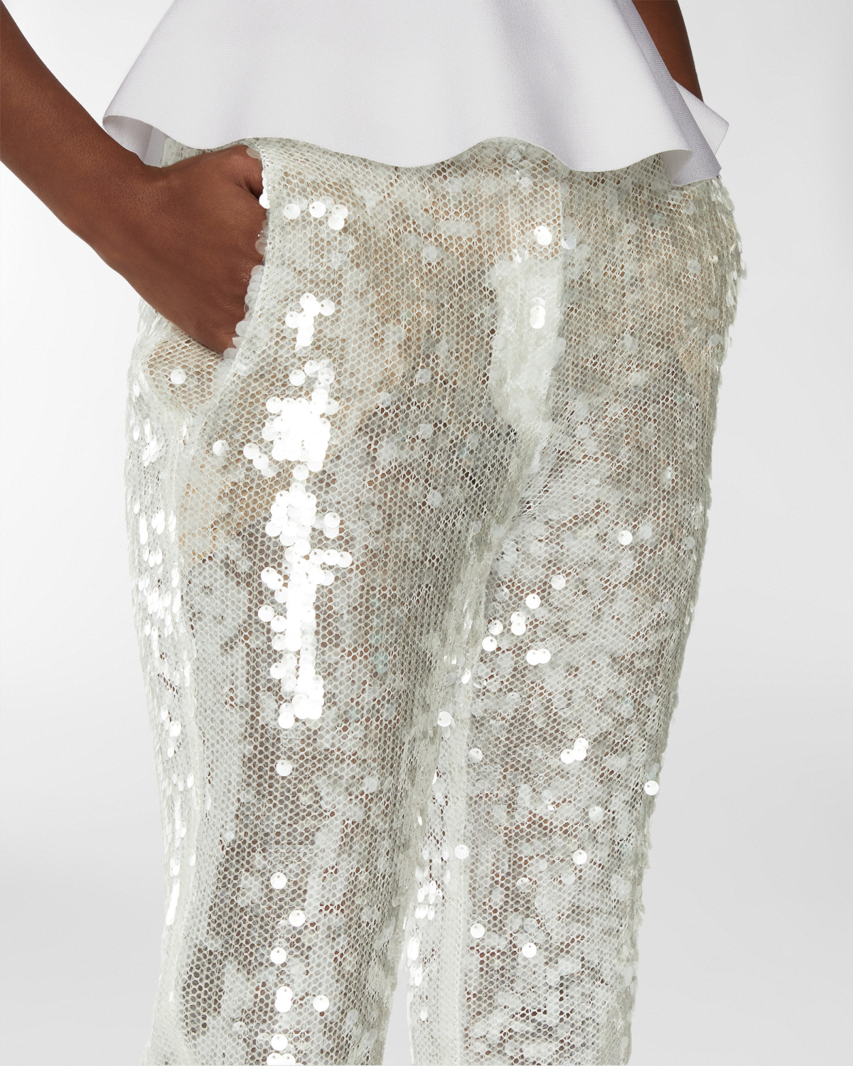 Sequin tailored pants | Resort 2025 Collection, Skirts & Trousers, Trousers, Spring Summer 2025, Embroideries and sequins, Ready to Wear, New Arrivals, Private sale | Genny