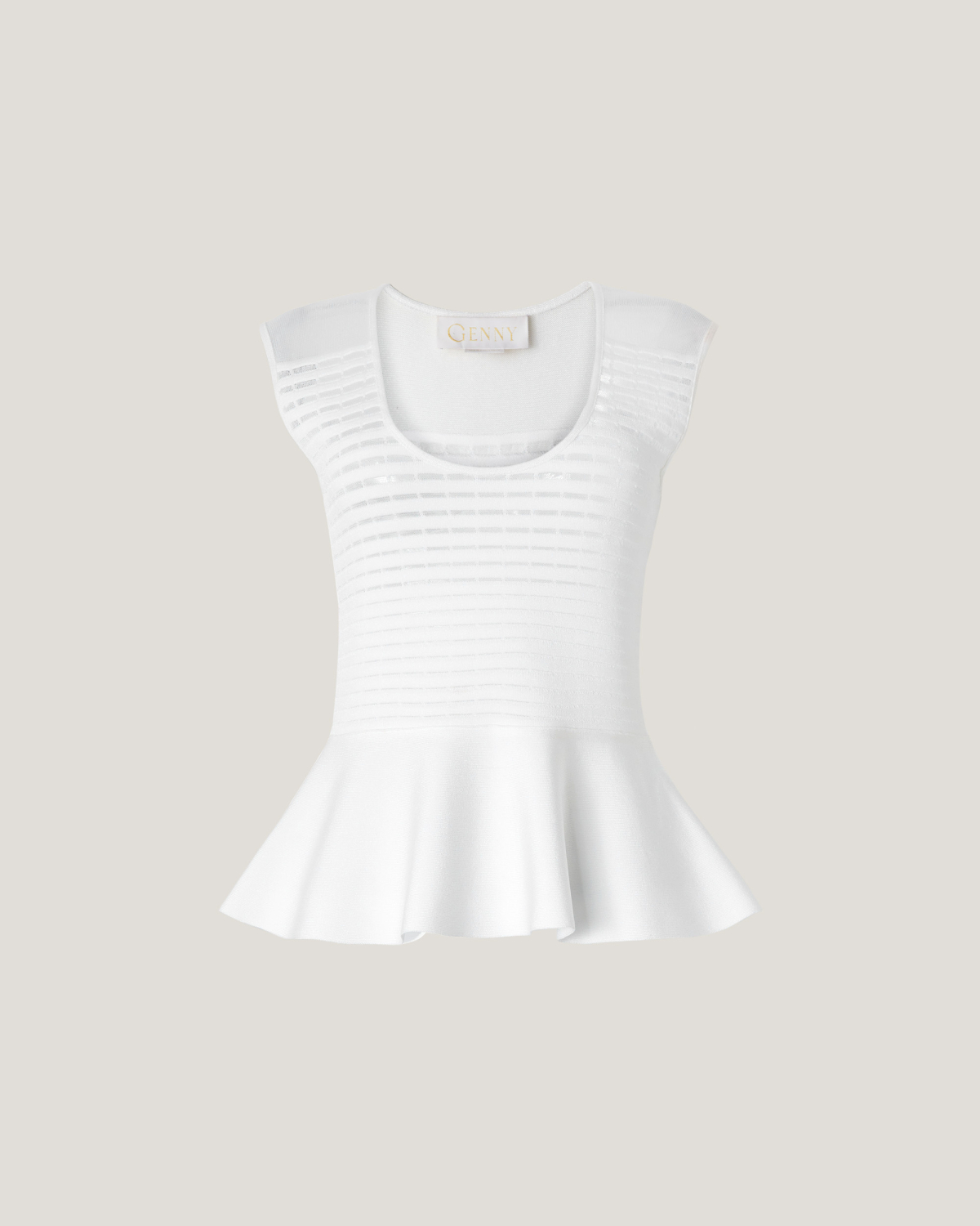 Blockchain top with godet ruffle | Resort 2025 Collection, Knitted tops, Tops & Blouses, Knitwear, Spring Summer 2025, Ready to Wear, New Arrivals, Private sale, Mid season sale -30%, Sale- mid season | Genny