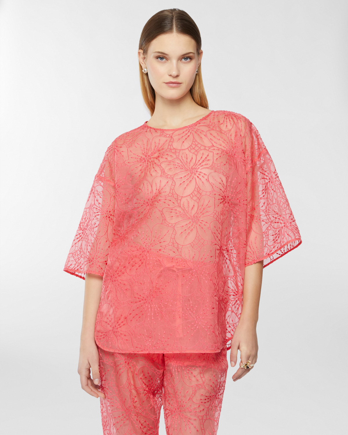 Silk top with Orchids embroidery | Tops & Blouses, Resort 2025 Collection, Blouses, Spring Summer 2025, Beachwear, Embroideries and sequins, Mother’s Day Gifts, Ready to Wear, New Arrivals, Private sale, Mid season sale -30%, Sale- mid season | Genny