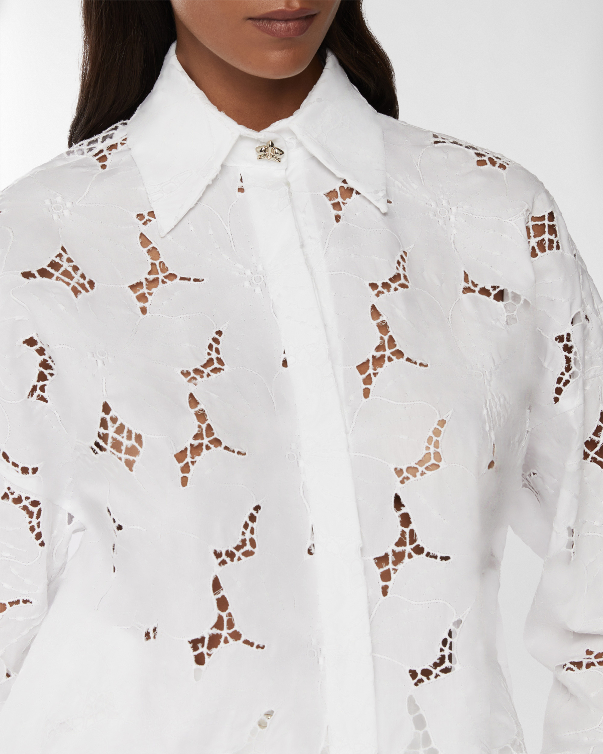 Shirt with Orchids embroidery | Resort 2025 Collection, Tops & Blouses, Shirts, Spring Summer 2025, Ceremony Outfit, Formal Suit, Mother’s Day Gifts, Ready to Wear, New Arrivals, Private sale, Private sale, Sale- mid season | Genny