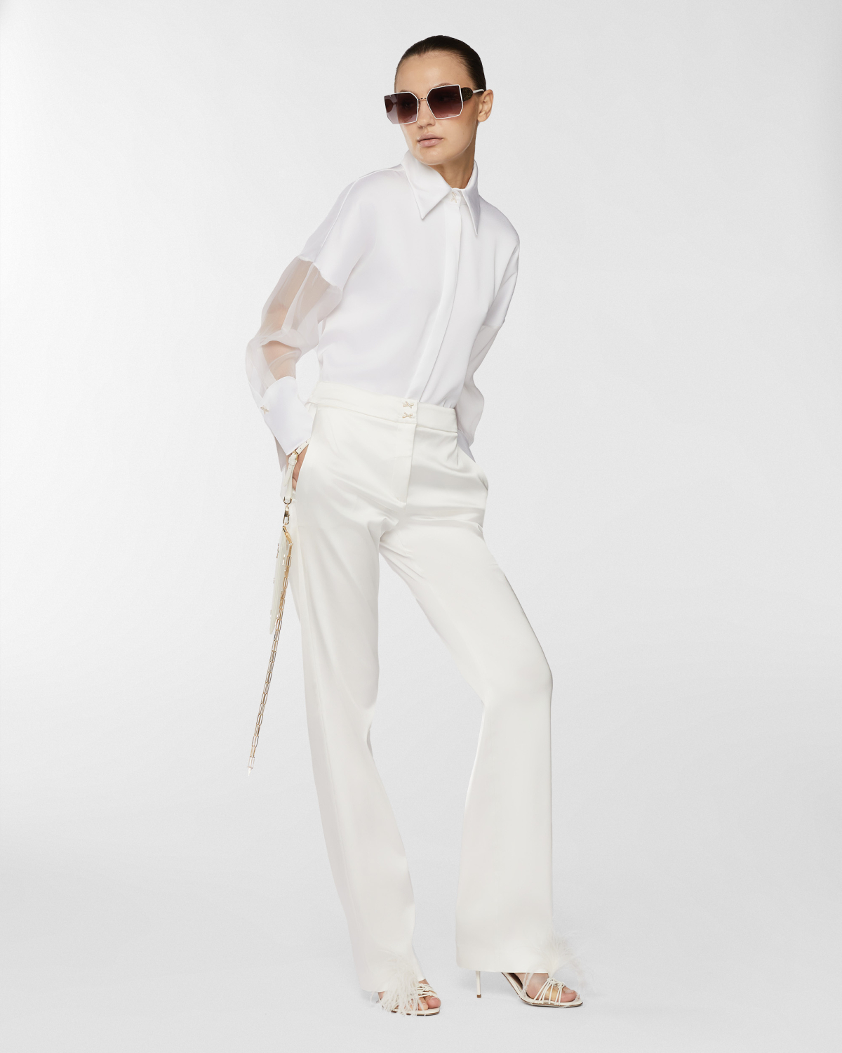 Long-sleeve satin shirt | Resort 2025 Collection, Tops & Blouses, Shirts, Spring Summer 2025, Formal Suit, Ready to Wear, New Arrivals, Private sale, Private sale, Sale- mid season | Genny