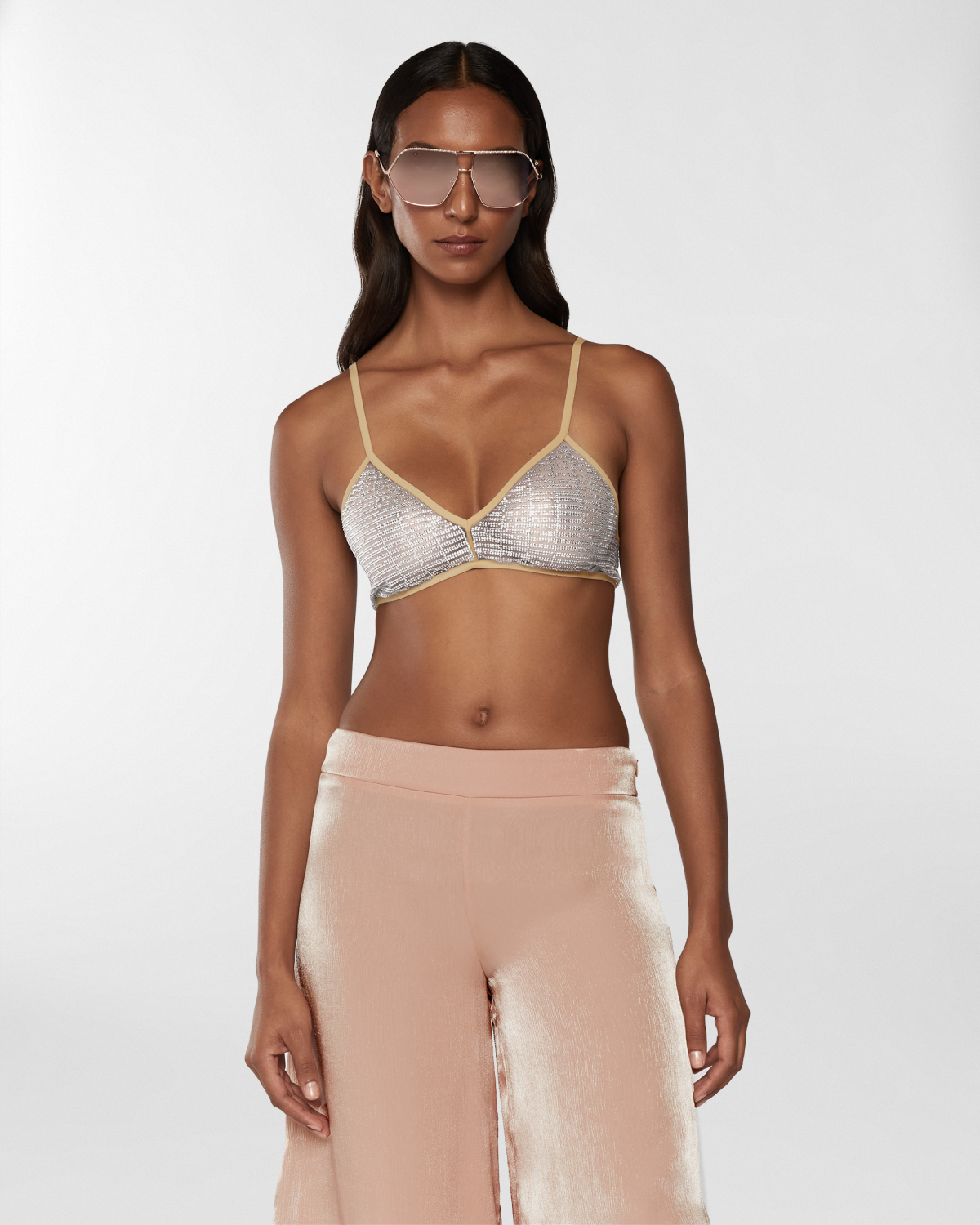 Top with gradient Blockchain rhinestones | Resort 2025 Collection, Mother’s Day Gifts, Tops & Blouses, Spring Summer 2025, Ready to Wear, New Arrivals | Genny