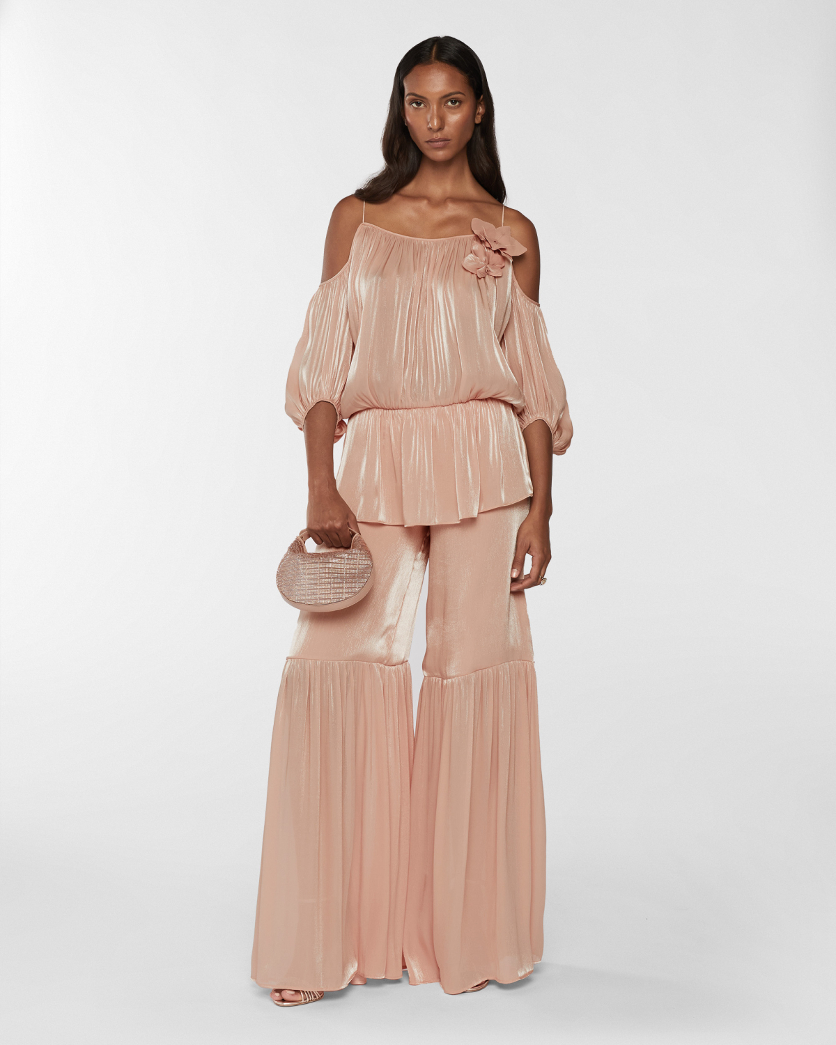 Draped top with three-dimensional Orchids | Resort 2025 Collection, Tops & Blouses, Blouses, Spring Summer 2025, Ceremony Outfit, Formal Suit, Ready to Wear, New Arrivals, Private sale, Sale- mid season | Genny
