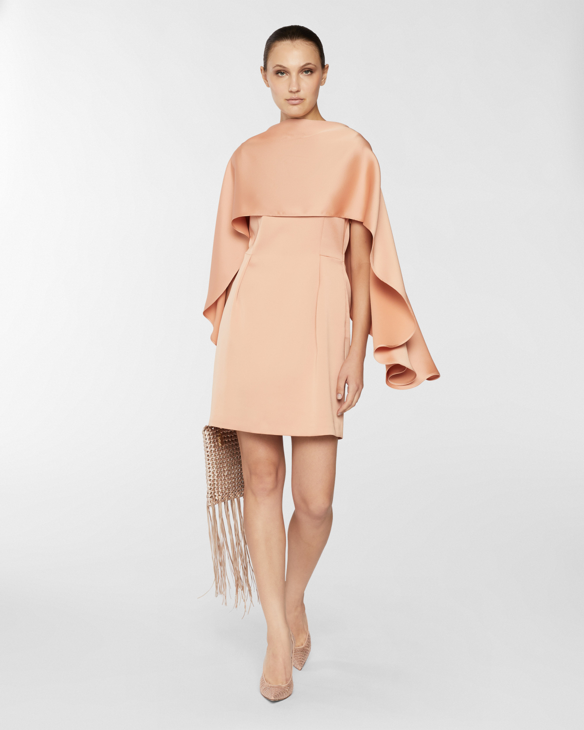 Sheath dress with removable cape | Resort 2025 Collection, Dresses & Jumpsuits, Daily dresses, Mini dresses, Spring Summer 2025, Ceremony Outfit, Ready to Wear, New Arrivals, Private sale, Private sale, Sale- mid season | Genny