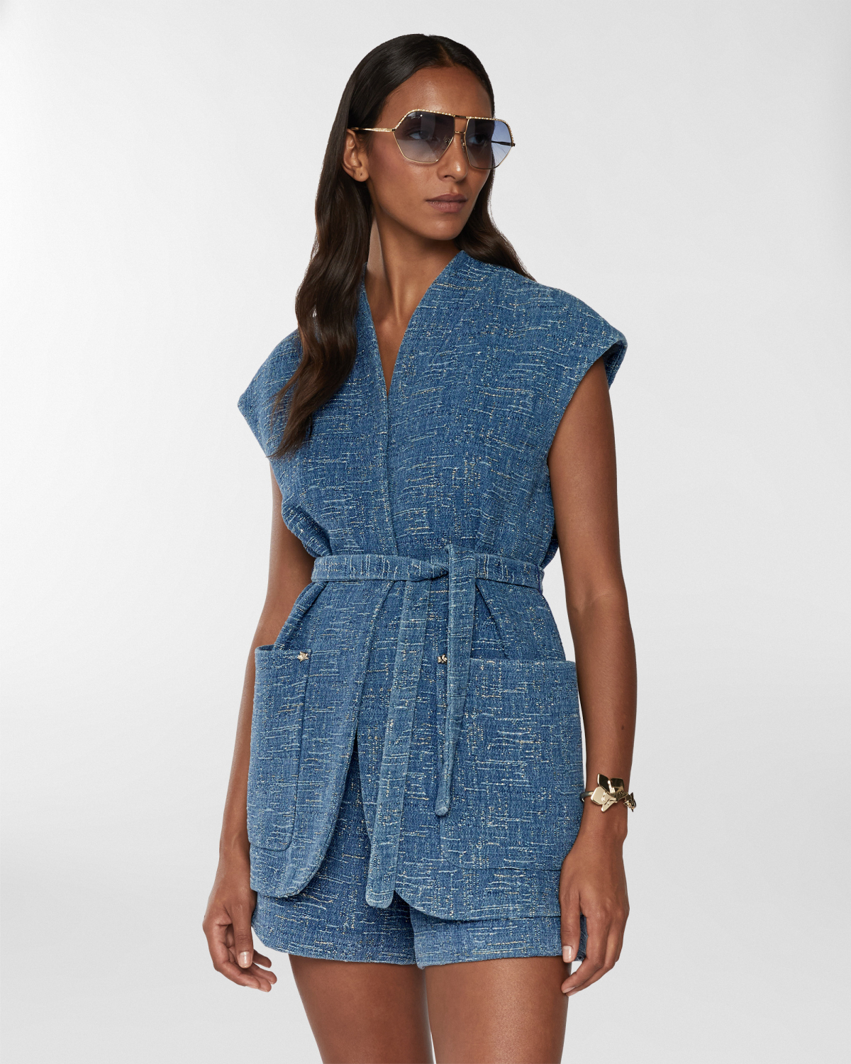 Denim jacquard vest | Resort 2025 Collection, Coats & Jackets, Vest, Spring Summer 2025, Ready to Wear, New Arrivals, Private sale, Private sale, Sale- mid season | Genny