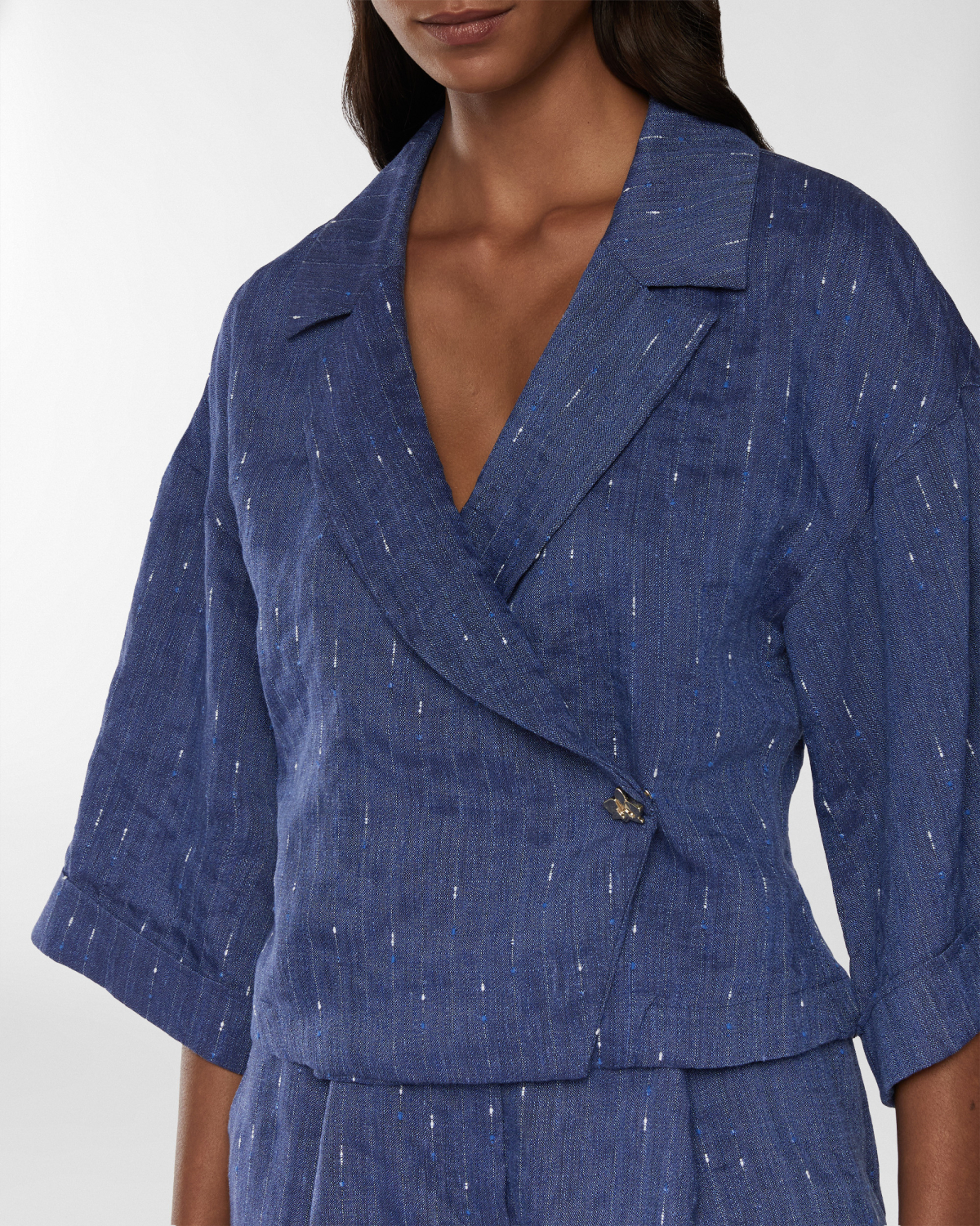 Pinstriped linen-blend blazer | Resort 2025 Collection, Coats & Jackets, Blazer, Spring Summer 2025, Formal Suit, Ready to Wear, New Arrivals, Private sale, Private sale, Sale- mid season | Genny