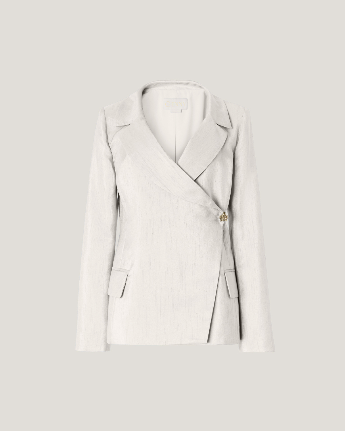 Double-breasted shantung jacket | Resort 2025 Collection, Coats & Jackets, Blazer, Spring Summer 2025, Ceremony Outfit, Formal Suit, Ready to Wear, New Arrivals, Private sale, Private sale, Sale- mid season | Genny