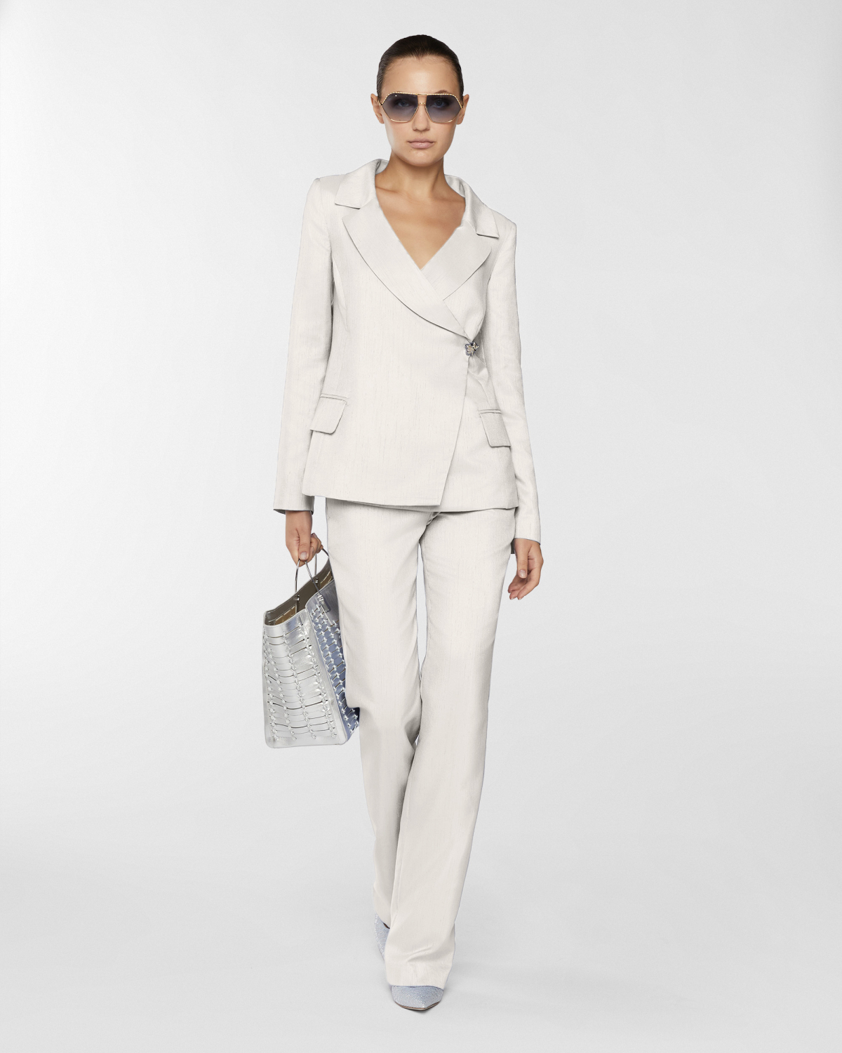 Double-breasted shantung jacket | Resort 2025 Collection, Coats & Jackets, Blazer, Spring Summer 2025, Ceremony Outfit, Formal Suit, Ready to Wear, New Arrivals, Private sale, Private sale, Sale- mid season | Genny