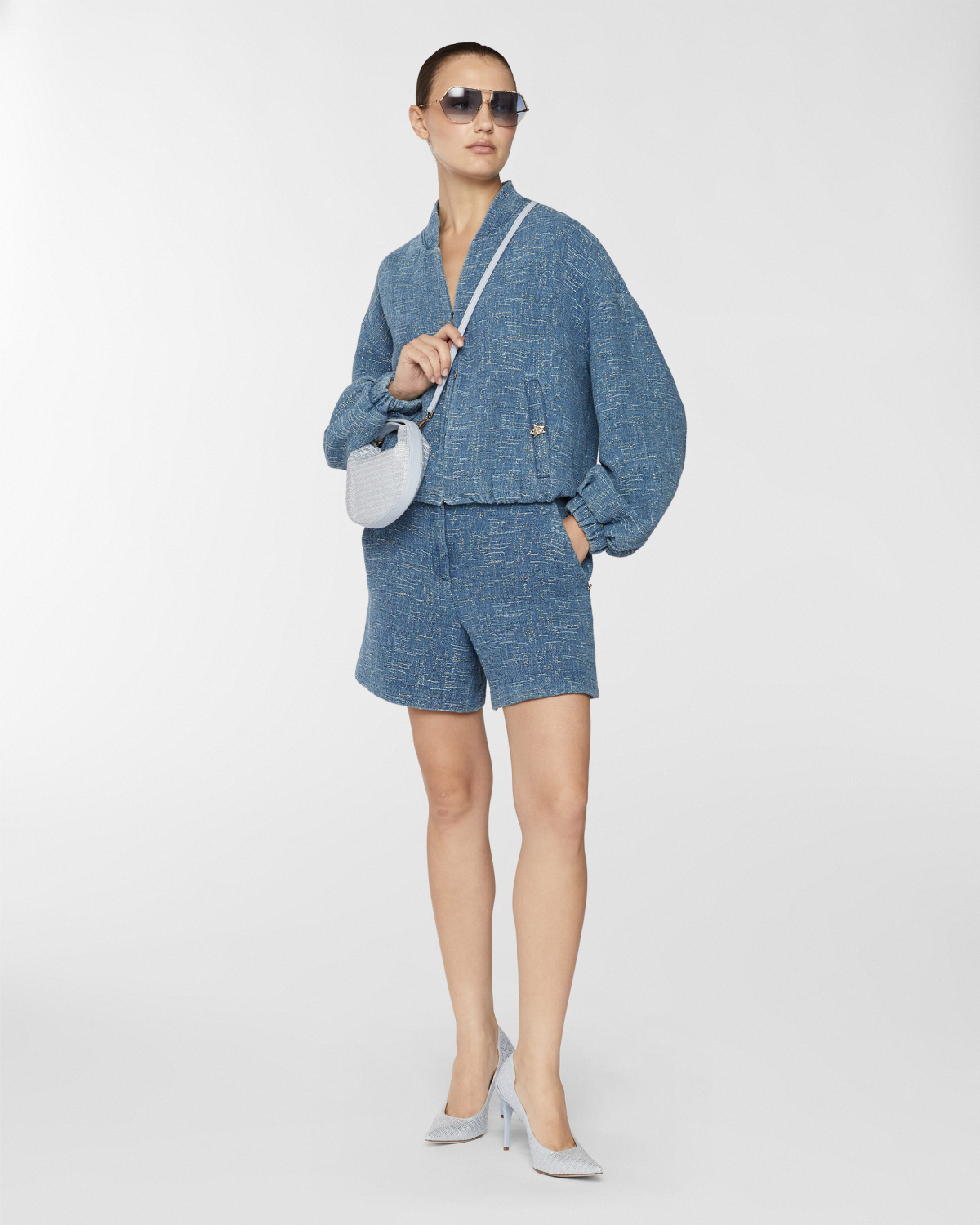 Denim jacquard bomber | Resort 2025 Collection, Coats & Jackets, Jackets, Spring Summer 2025, Ready to Wear, New Arrivals, Private sale, Mid season sale -30%, Sale- mid season | Genny