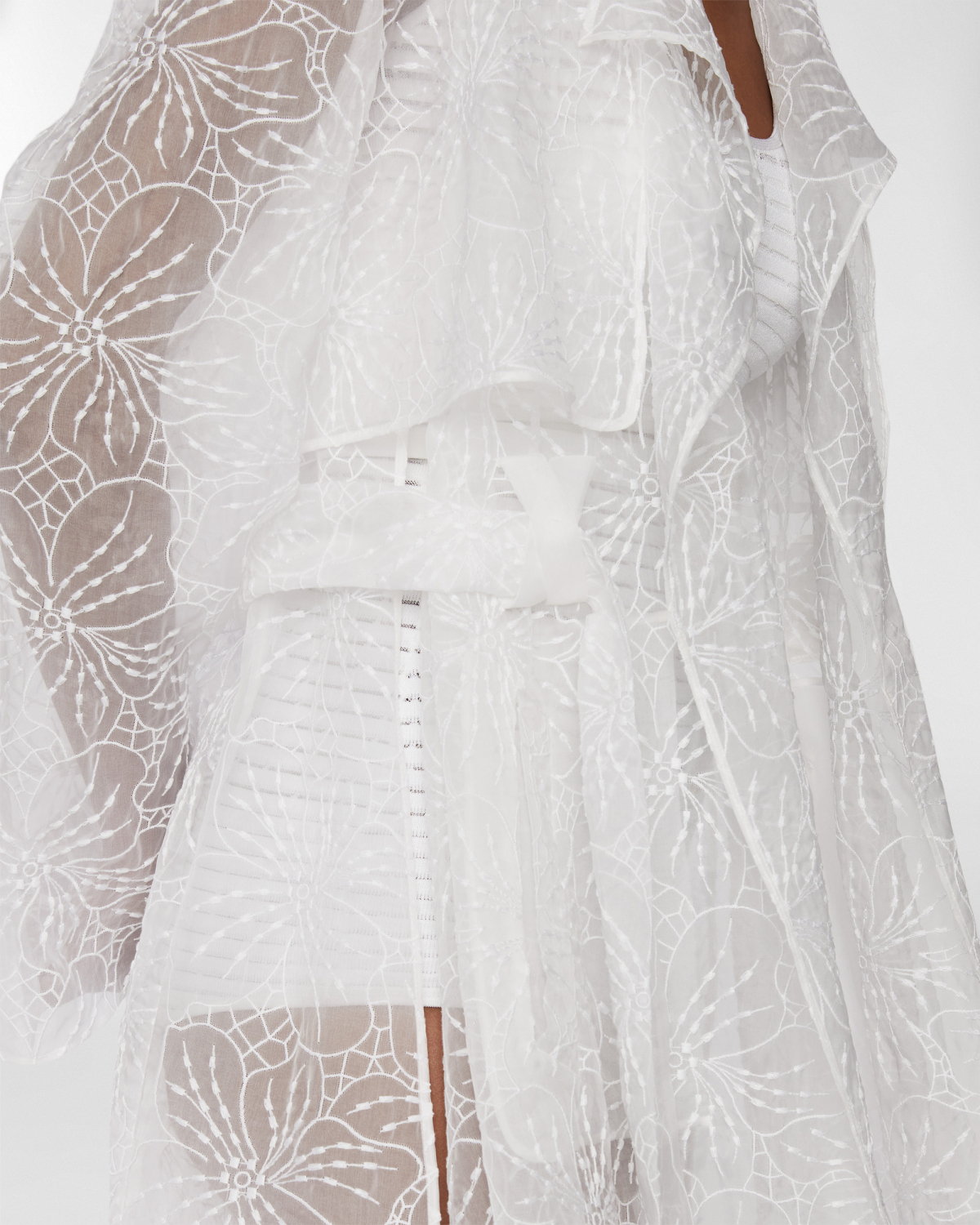Silk trench with Orchids embroidery | Resort 2025 Collection, Coats & Jackets, Jackets, Spring Summer 2025, Ceremony Outfit, Mother’s Day Gifts, Ready to Wear, New Arrivals, Private sale, Mid season sale -30%, Sale- mid season | Genny