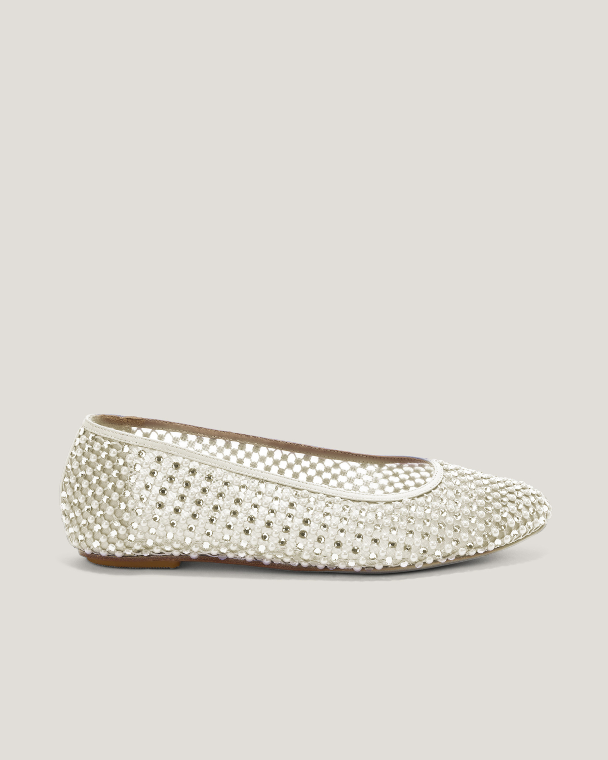 Ballet flats in mesh with pearls rhinestones | Spring Summer 2025 Collection, Spring Summer 2025, Ceremony Outfit, Ceremony Shoes, Mother’s Day Gifts, New Arrivals, Private sale, Sale- mid season | Genny