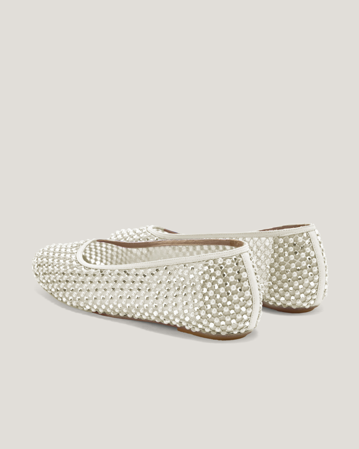 Ballet flats in mesh with pearls rhinestones | Spring Summer 2025 Collection, Spring Summer 2025, Ceremony Outfit, Ceremony Shoes, Mother’s Day Gifts, New Arrivals, Private sale, Sale- mid season | Genny