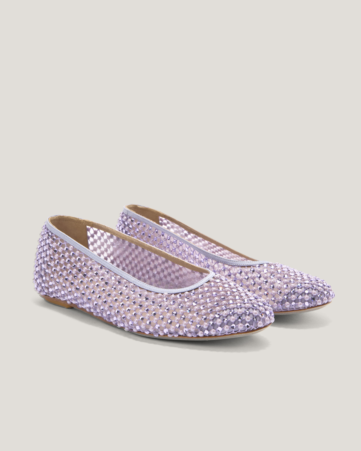 Ballet flats in mesh with pearls rhinestones | Spring Summer 2025 Collection, Spring Summer 2025, Ceremony Outfit, Ceremony Shoes, Mother’s Day Gifts, New Arrivals, Private sale, Sale- mid season | Genny