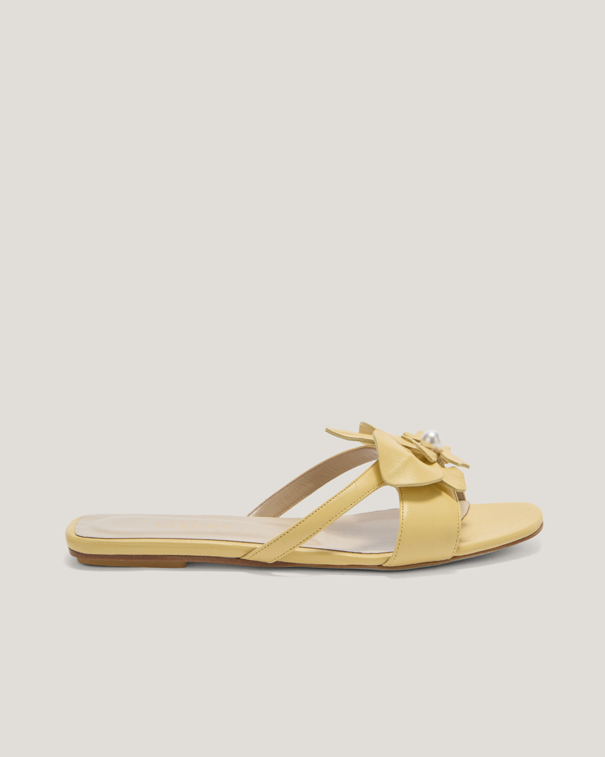 Flat nappa leather sandals with Orchid | Spring Summer 2025 Collection, Spring Summer 2025, Beachwear, Slides, Ready to Wear, New Arrivals, Private sale, Sale- mid season, Shoes | Genny