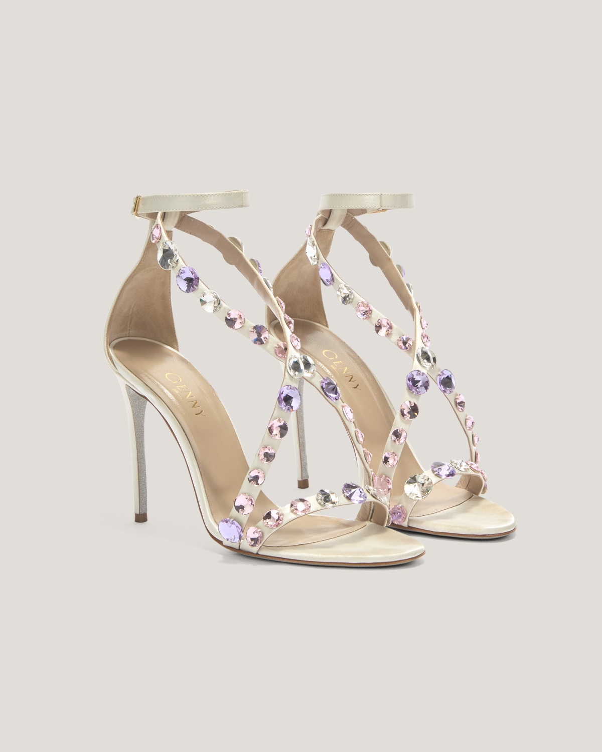 Leather sandals with crystals | Spring Summer 2025 Collection, Sandals, Spring Summer 2025, Ceremony Outfit, Ceremony Shoes, Mother’s Day Gifts, New Arrivals, Mid season sale -30%, Sale- mid season | Genny