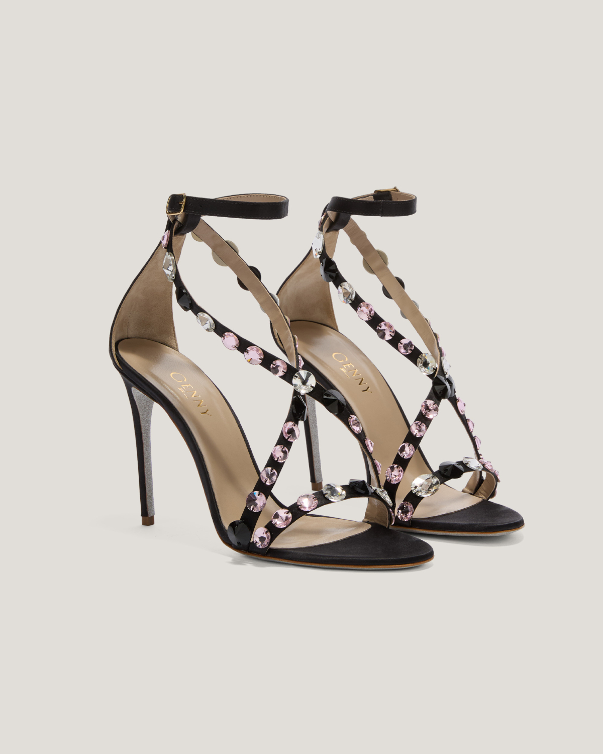 Leather sandals with crystals | Spring Summer 2025 Collection, Sandals, Spring Summer 2025, Ceremony Outfit, Ceremony Shoes, Mother’s Day Gifts, New Arrivals, Mid season sale -30%, Sale- mid season | Genny