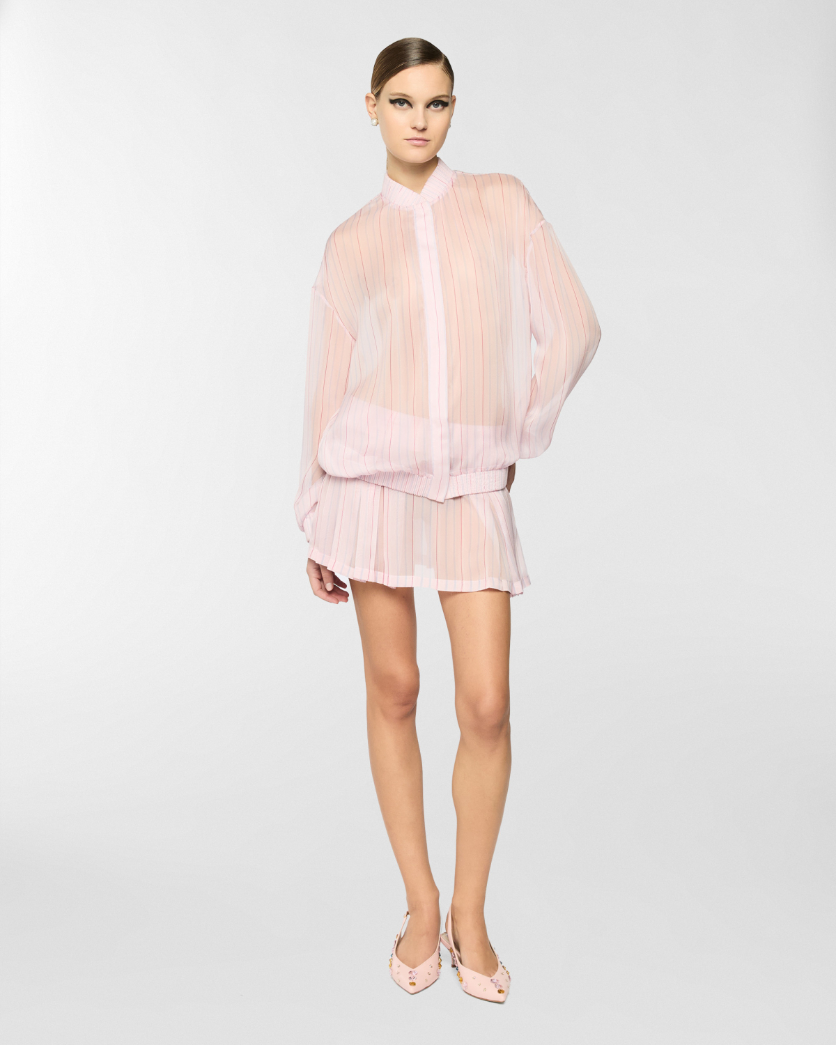 Silk shirt with delicate stripe pattern | Spring Summer 2025 Collection, Coats & Jackets, Jackets, Spring Summer 2025, Ready to Wear, New Arrivals, Private sale, Private sale, Sale- mid season | Genny