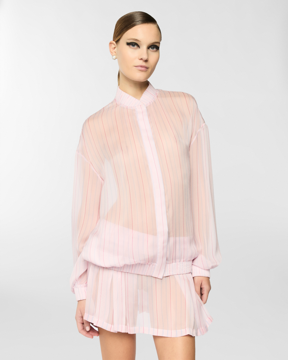Silk shirt with delicate stripe pattern | Spring Summer 2025 Collection, Coats & Jackets, Jackets, Spring Summer 2025, Ready to Wear, New Arrivals, Private sale, Private sale, Sale- mid season | Genny