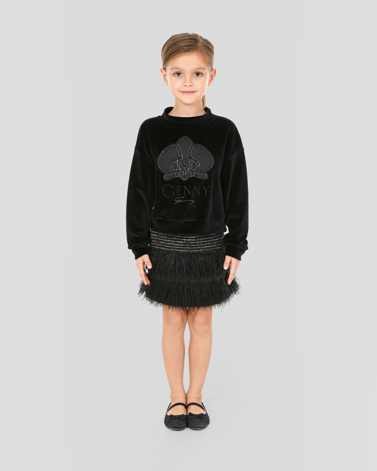 Rhinestone and orchid embroided sweatshirt | Genny Princess, Highlights | Genny