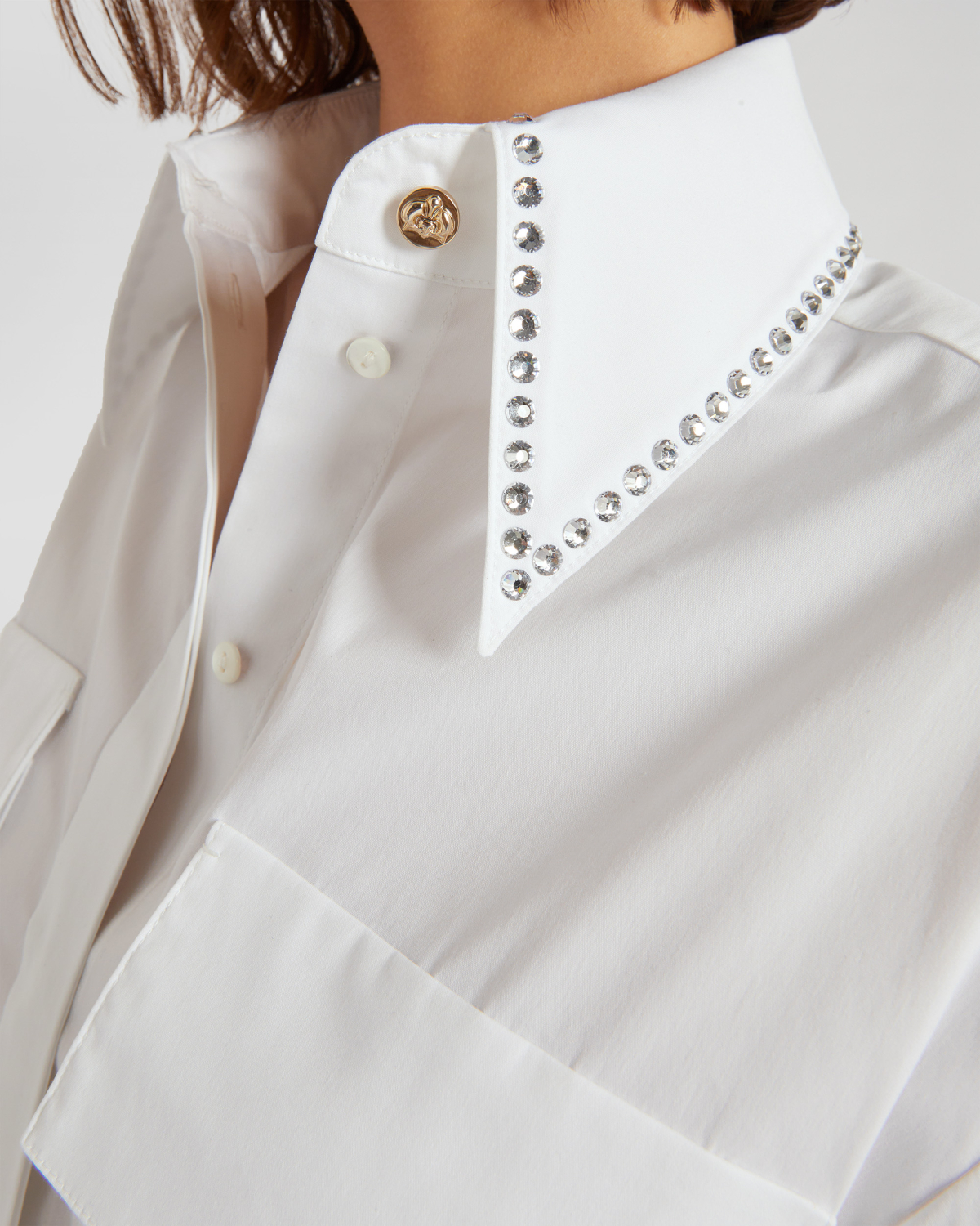 Crop shirt with rhinestone details | hide_category, -40%, OUTLET | Genny