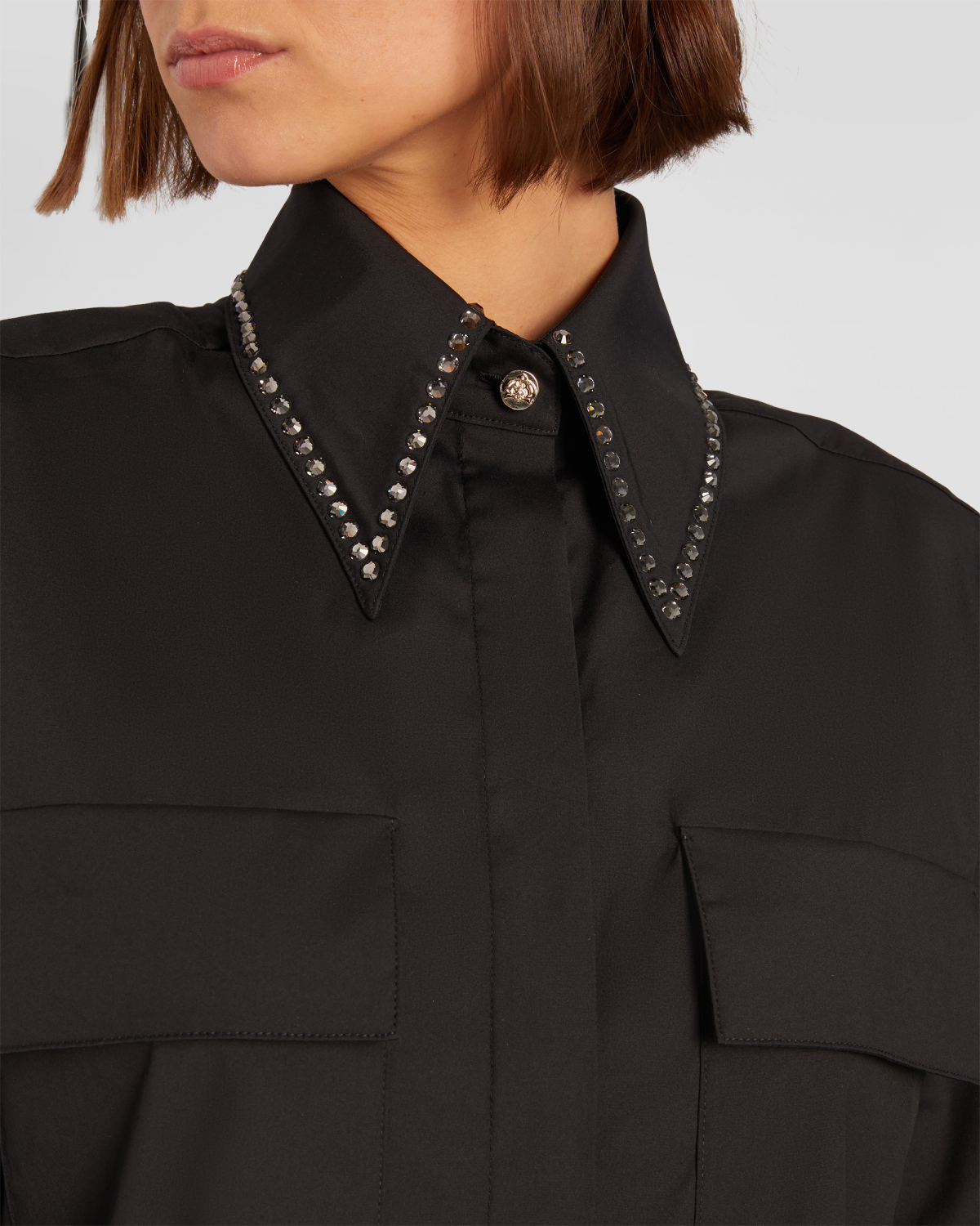 Crop shirt with rhinestone details | hide_category, -40%, OUTLET | Genny