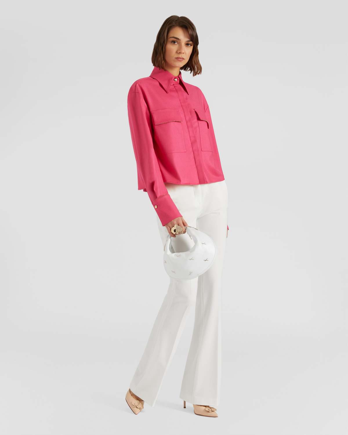 Crop shirt with golden details | hide_category, -40%, OUTLET | Genny
