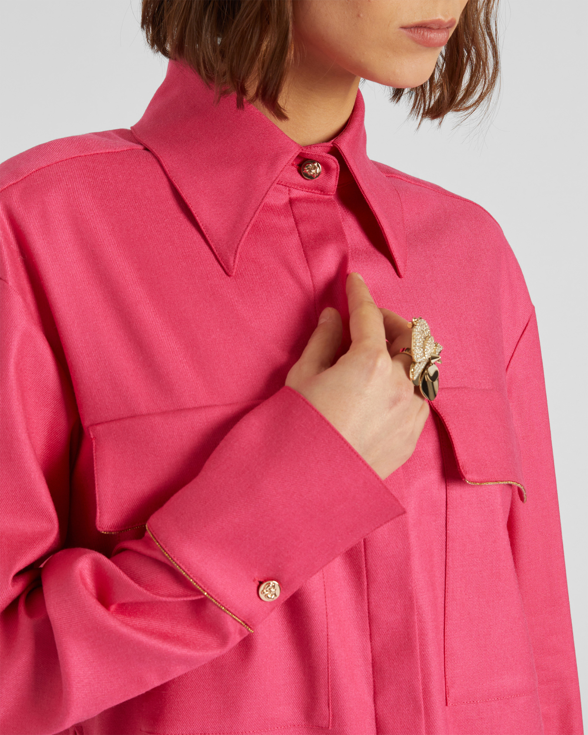 Crop shirt with golden details | hide_category, -40%, OUTLET | Genny