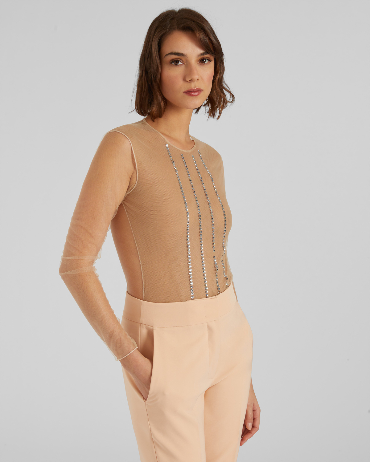 Sleek rhinestone bodysuit | hide_category, -40%, OUTLET | Genny
