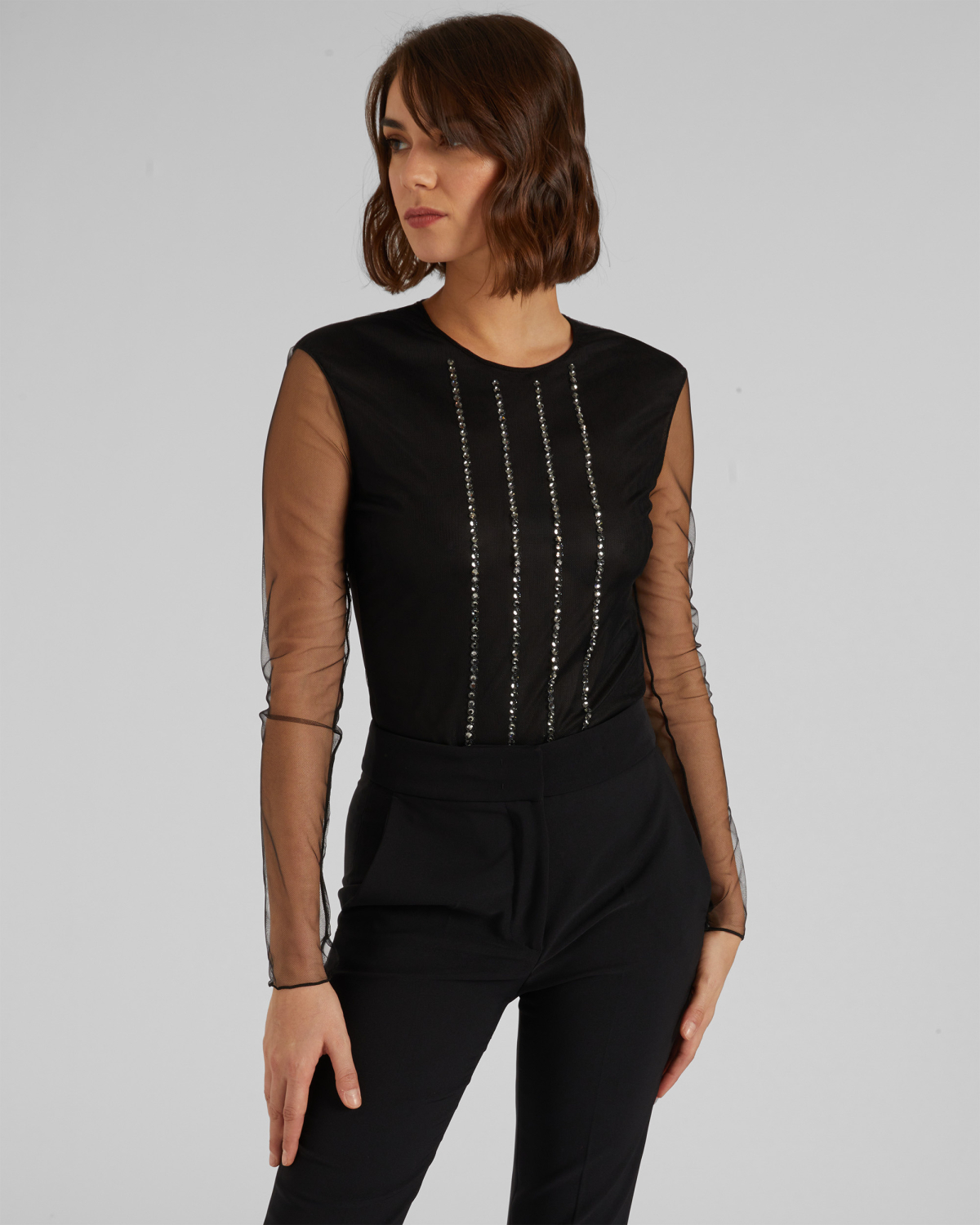 Sleek rhinestone bodysuit | hide_category, -40%, OUTLET | Genny