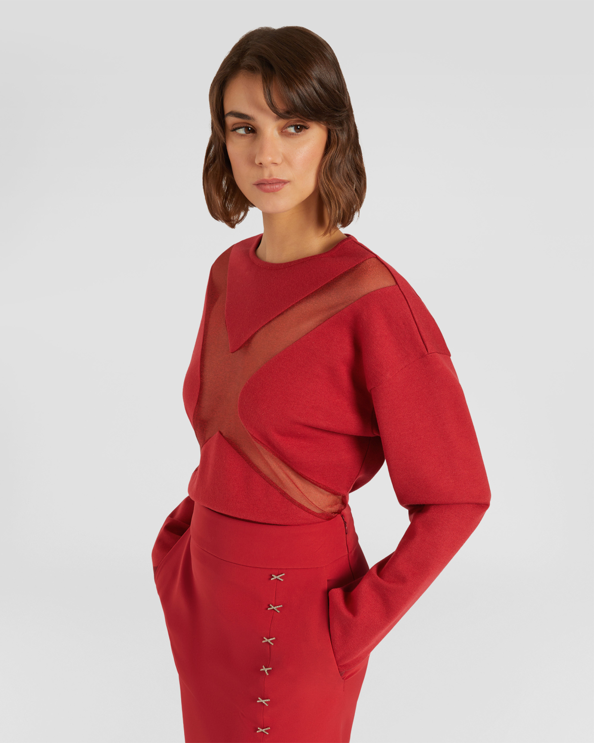 Long-sleeved shirt with X insert | hide_category, -40%, OUTLET | Genny