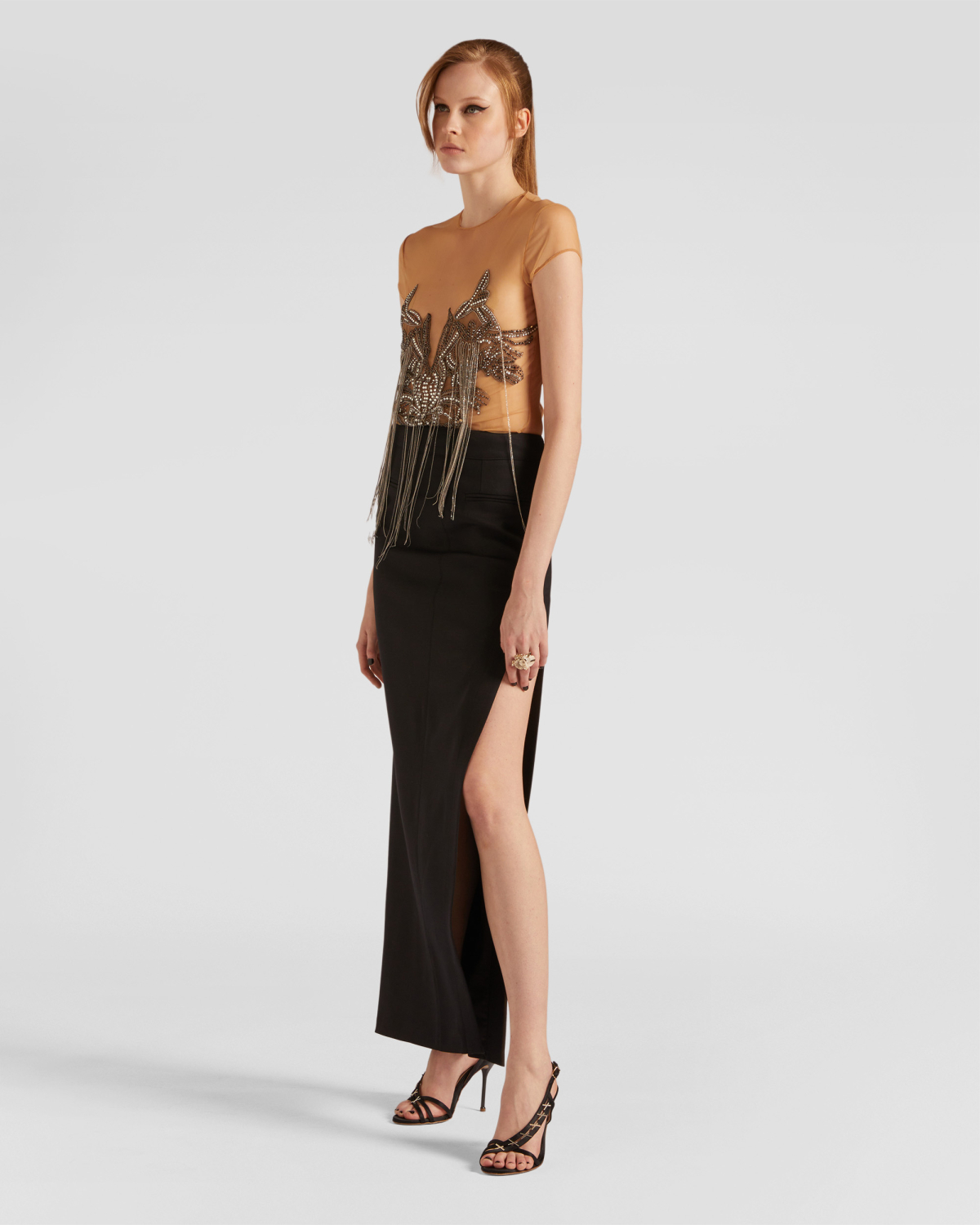Fringed top with rhinestone decoration | hide_category, -40%, OUTLET | Genny