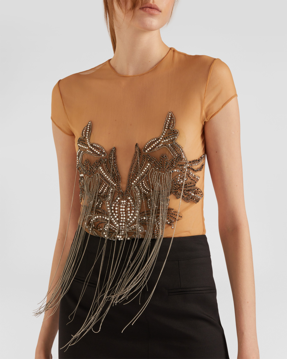 Fringed top with rhinestone decoration | hide_category, -40%, OUTLET | Genny