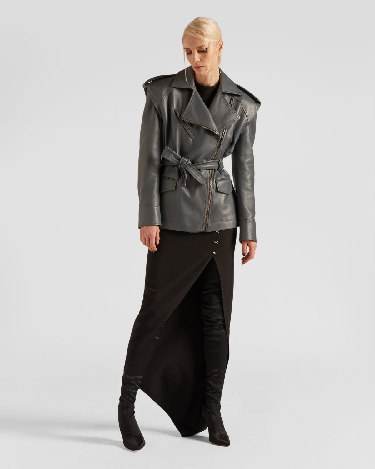 Belted leather jacket | hide_category, -40%, OUTLET | Genny