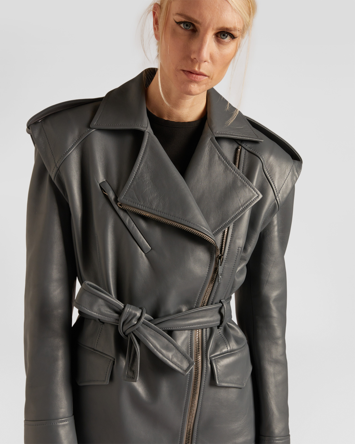 Belted leather jacket | hide_category, -40%, OUTLET | Genny