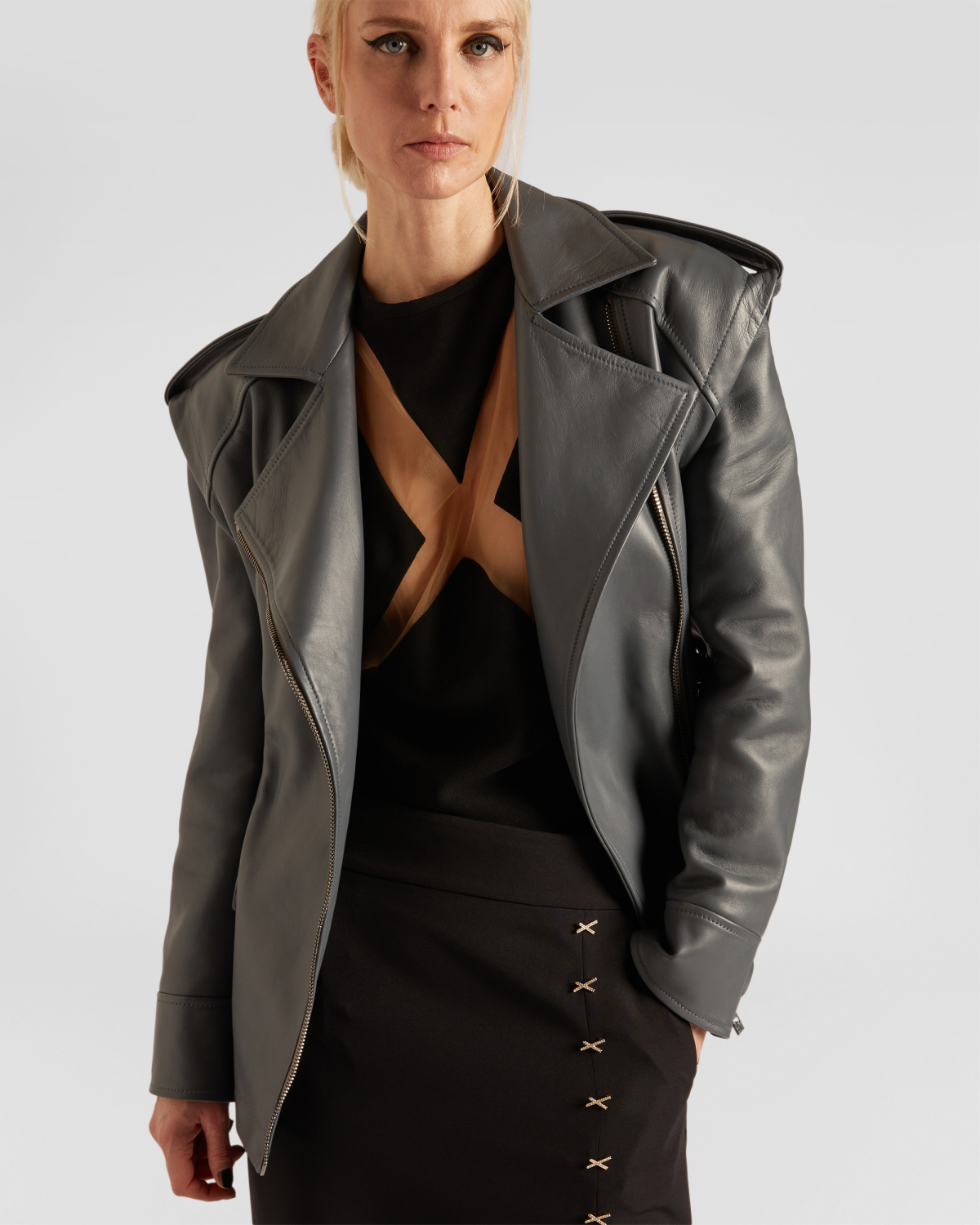 Belted leather jacket | hide_category, -40%, OUTLET | Genny
