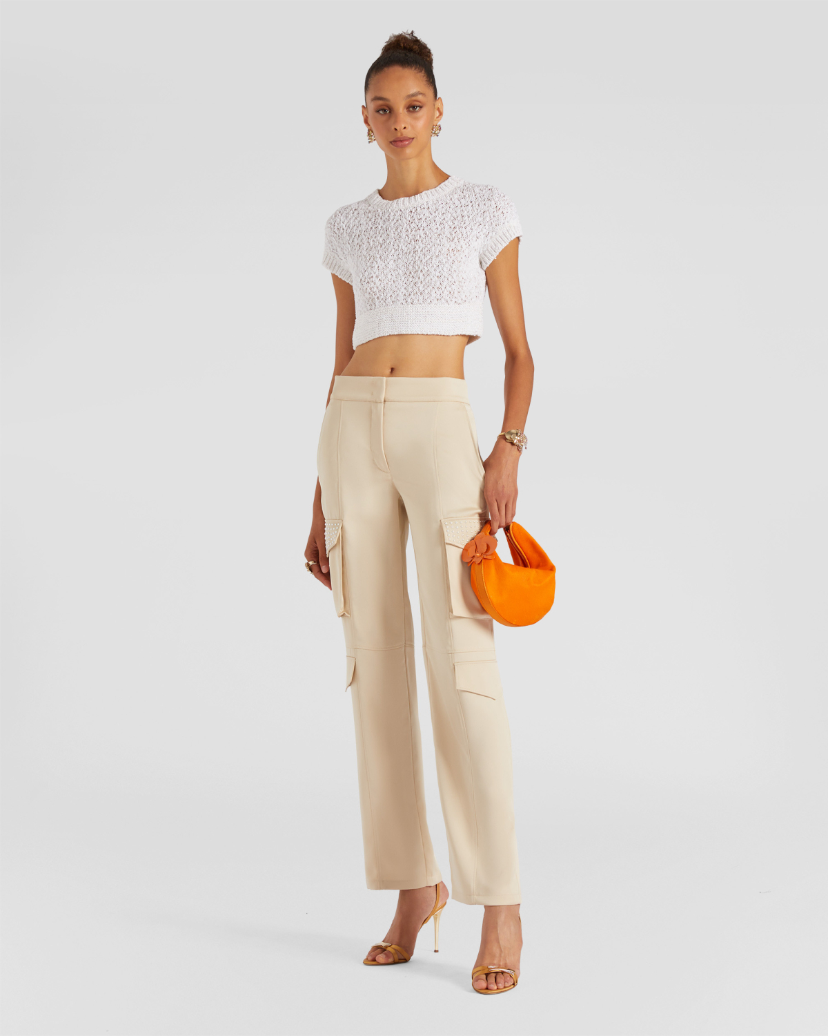 Cargo pants with pearls | | Genny