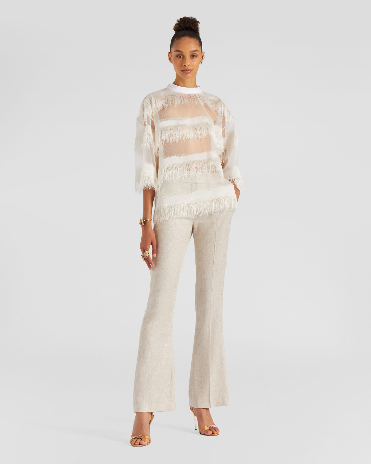 Tailored linen-blend pants | | Genny