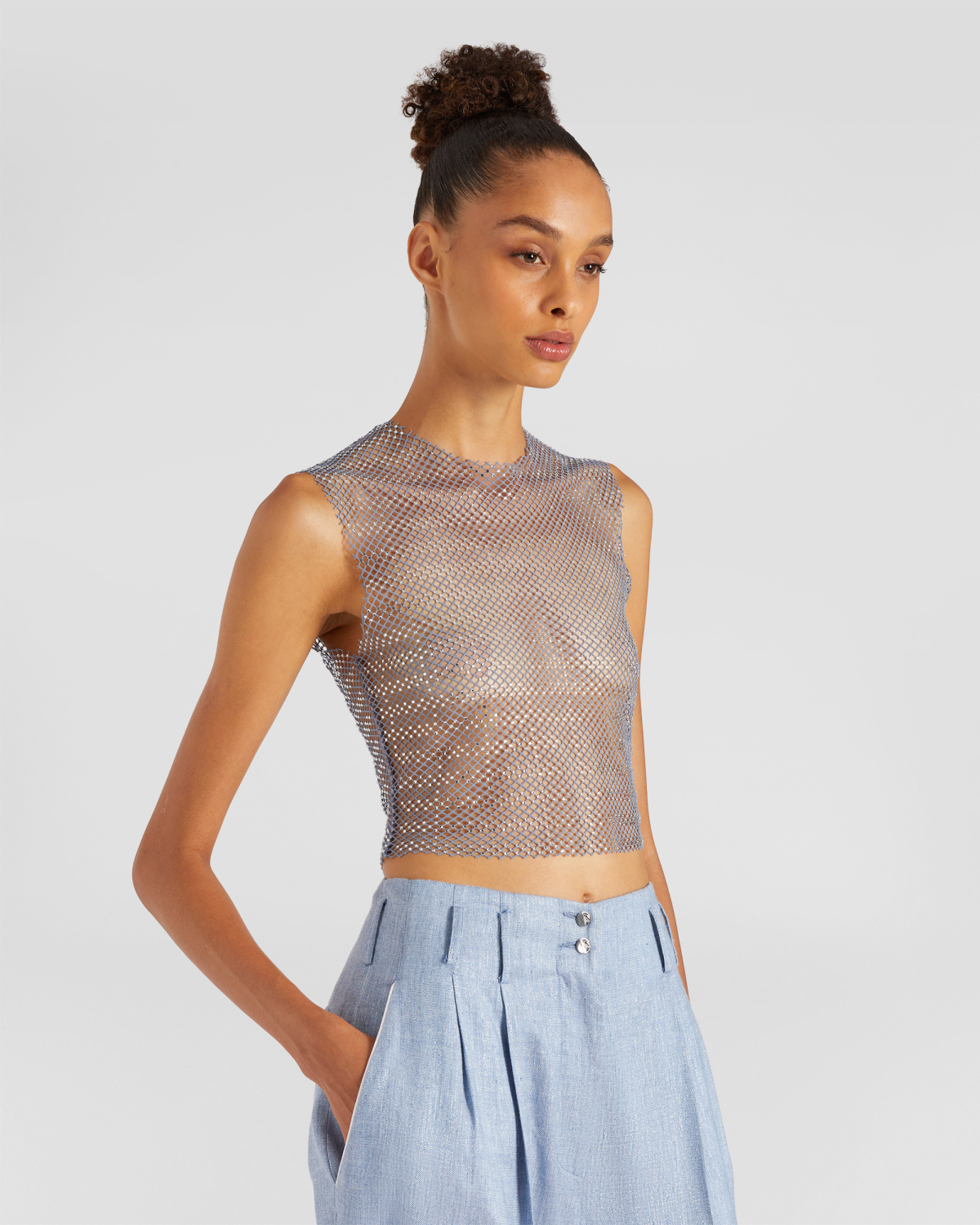 Sleeveless mesh rhinestone top | Tops & Blouses, Crop tops, Ready to Wear | Genny