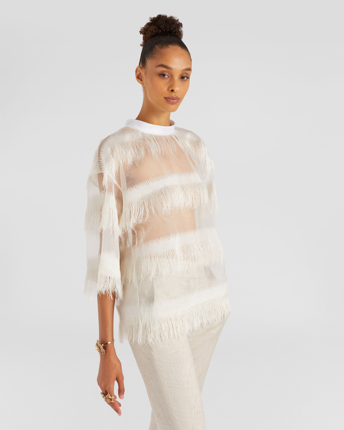 Organza fringed top | | Genny