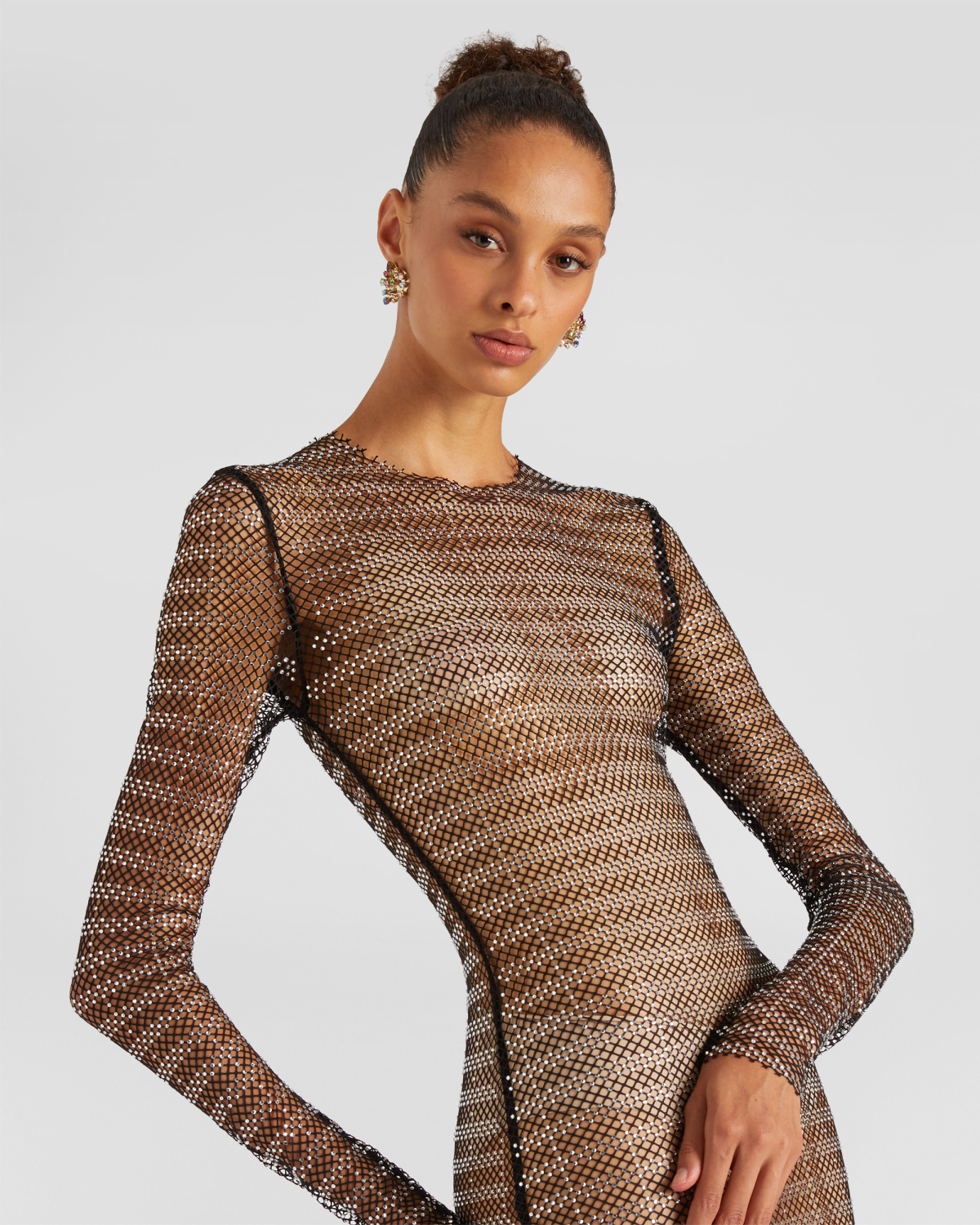 Striped mesh rhinestone dress | Ricercabili, Dresses & Jumpsuits, Evening and Cocktail dresses, Ready to Wear | Genny