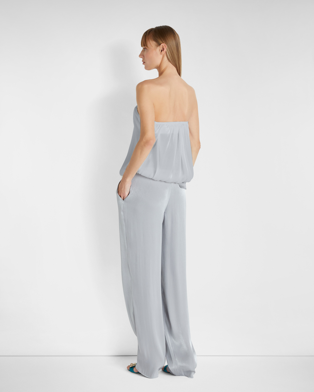 Wide-leg shiny effect pants | | Genny