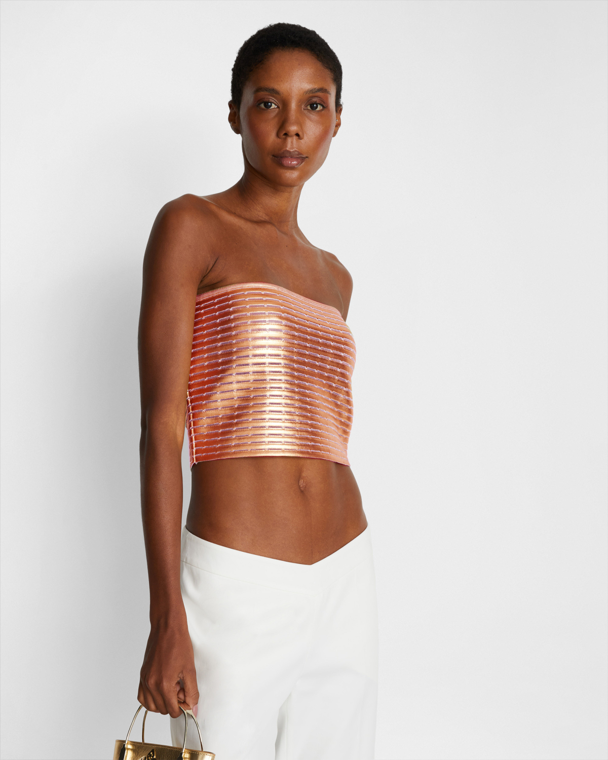 Laminated sleeveless crop top | Crop tops | Genny