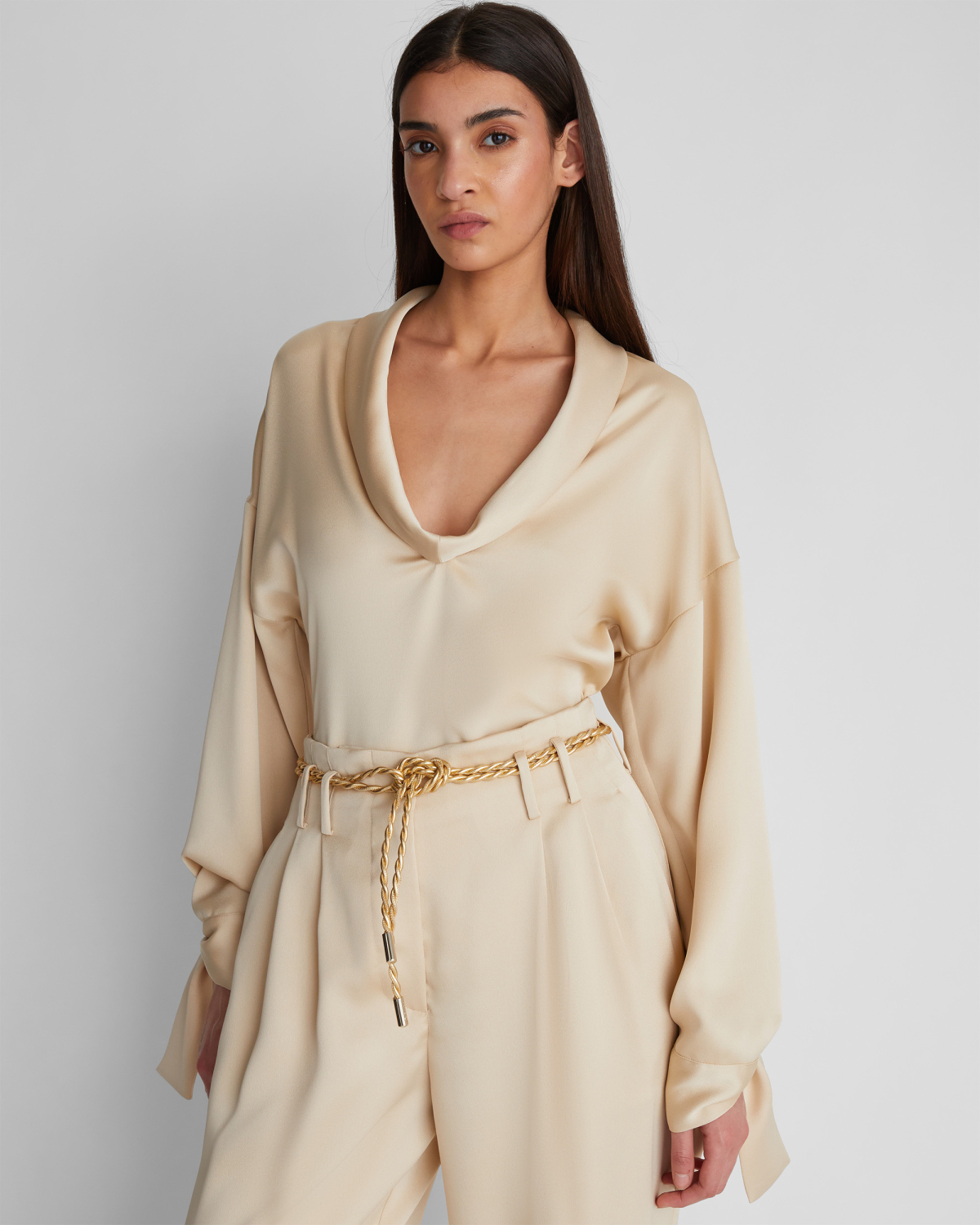 Blouse with draped neck | | Genny