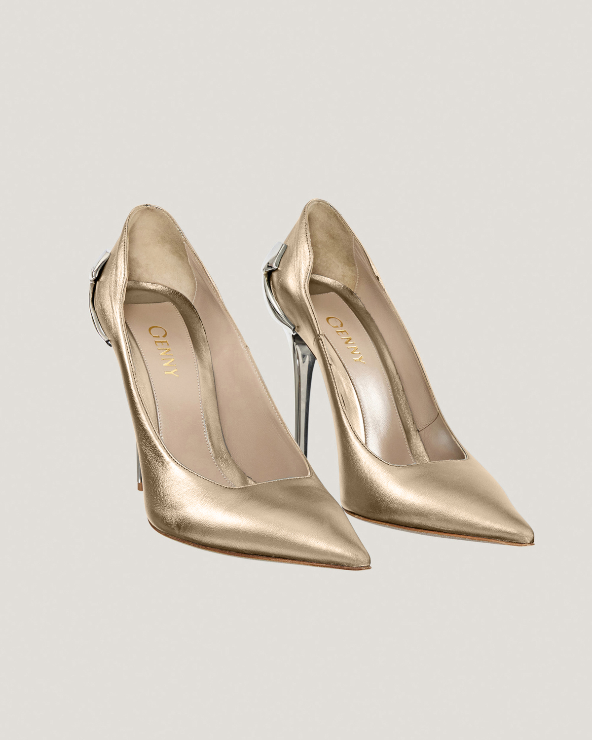 Laminated leather X pumps | | Genny