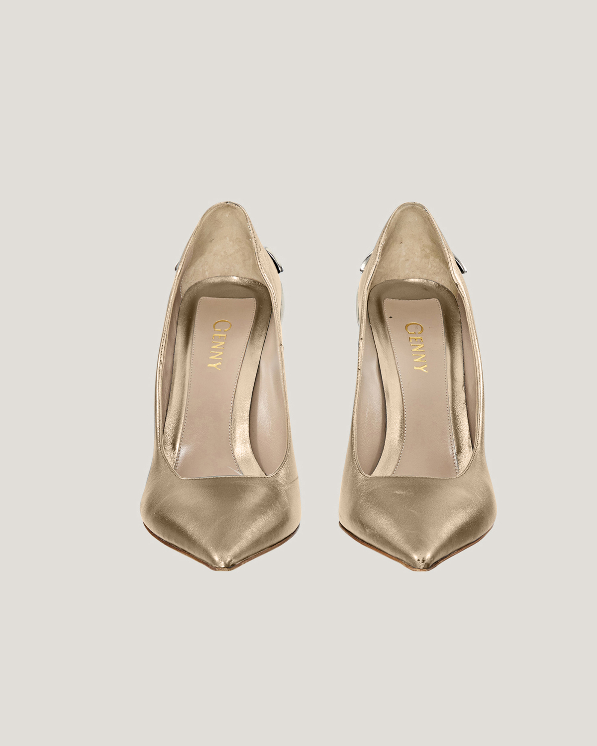 Laminated leather X pumps | | Genny
